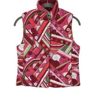 Children's Place Pink Puffer Vest Size L 10/12 Fun and Bold Print